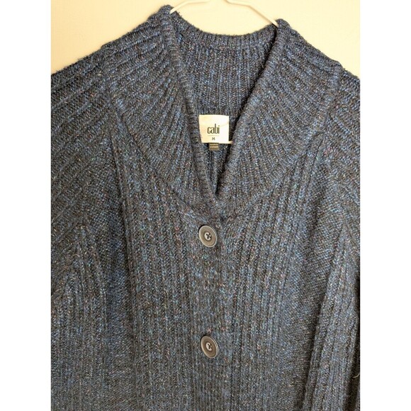 Cabi Women's "Trail Cardigan" Cotton Blend Long Button-Down Blue Sweater M #4276 - Picture 4 of 9